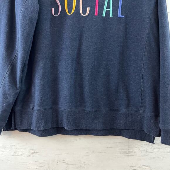 Wildfox Navy Blue Social Embroidered Sweatshirt Size M - Picture 6 of 12